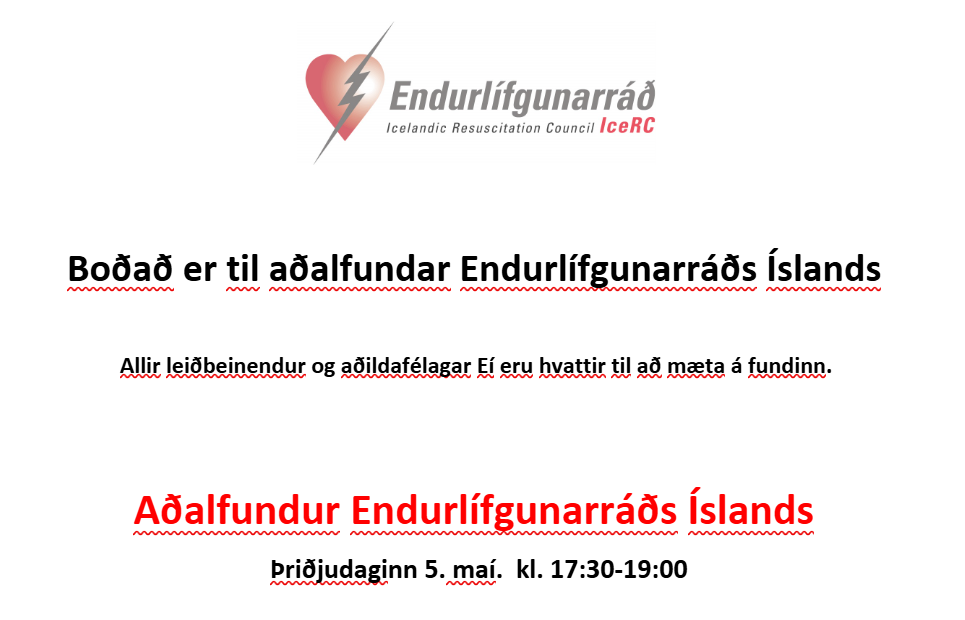 Aðalfundur Endurlífgunarráðs Íslands fer fram 5. maí