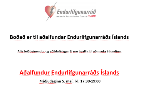 Aðalfundur Endurlífgunarráðs Íslands fer fram 5. maí